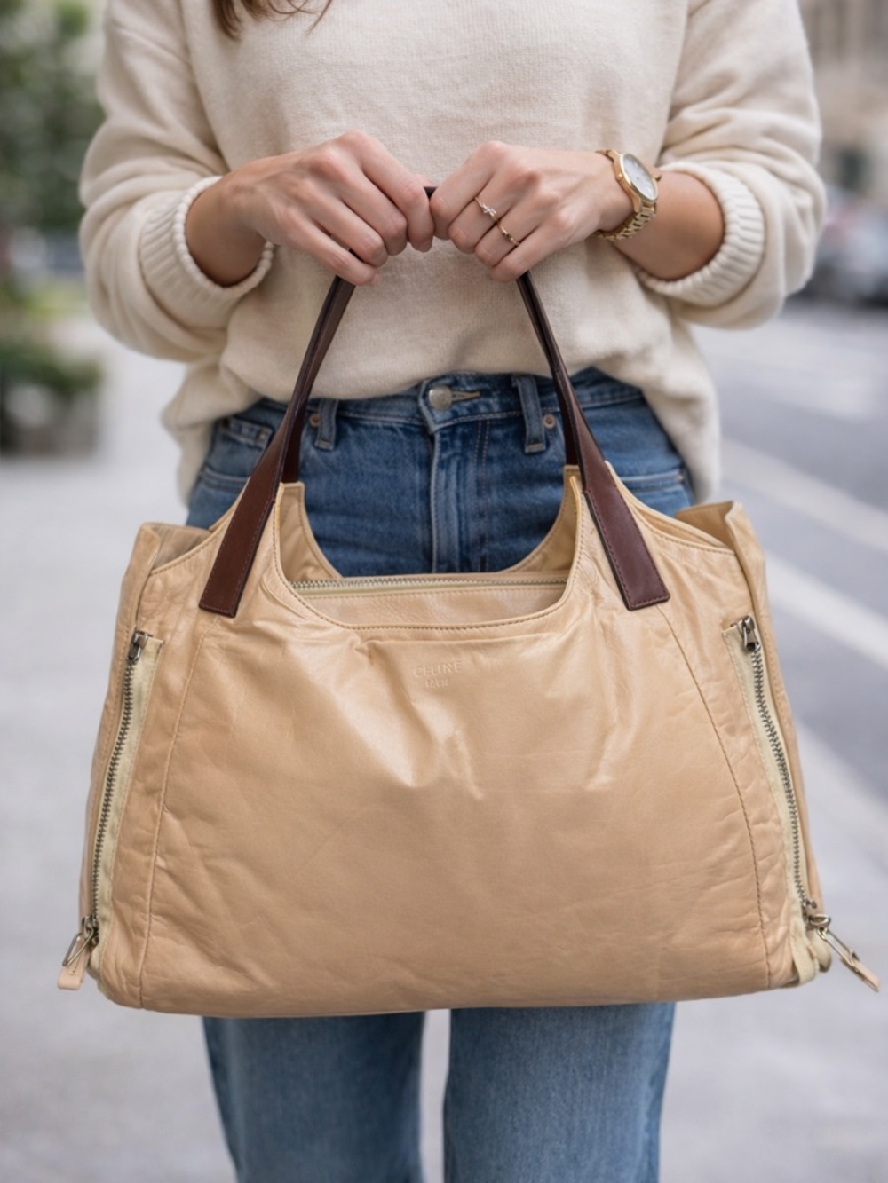 Celine Beige Puffer Tote